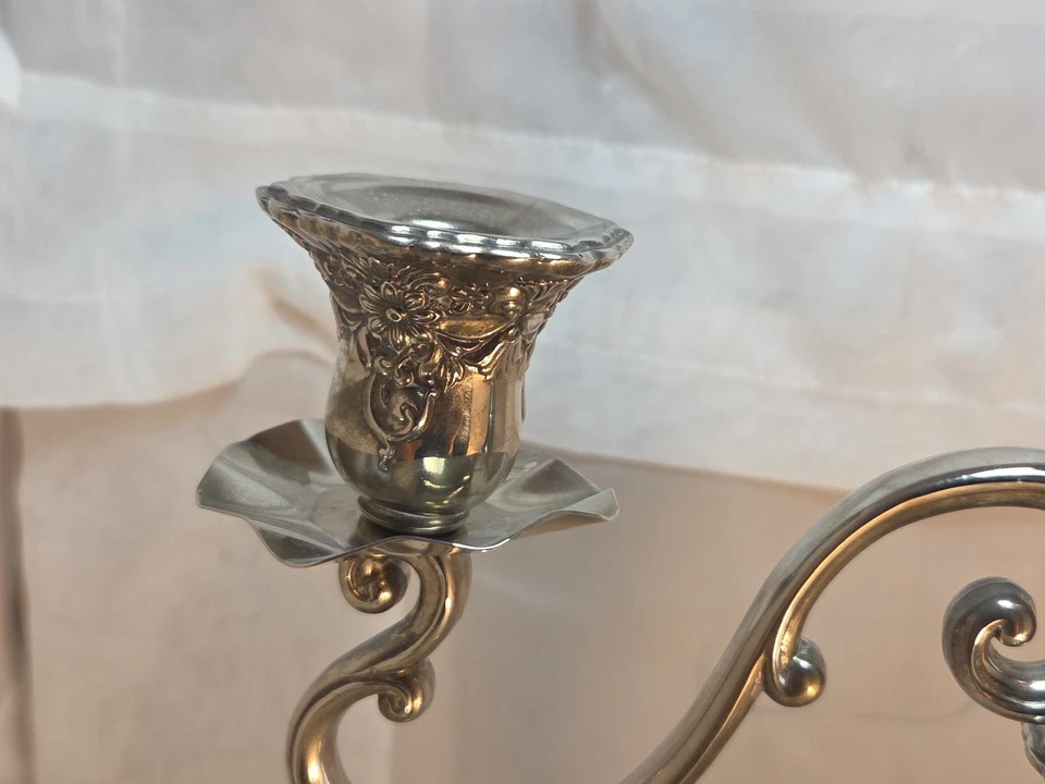Vintage Silver-Plated Candelabra Ornate Candle Holder Godinger? Baroque Rococo - Image 3 of 4
