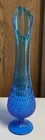 Mid-Century 20” Tall Pedestal Fenton Cobalt Blue Hobnail Swung Glass Vase