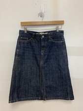 Vintage Gap Blue Denim MIDI Skirt Front Slit Size 2 Modest Medium Wash