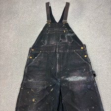 Carhartt Dungarees Adult 36x32 Black Overalls Double Knee Bib Duck Canvas Mens 