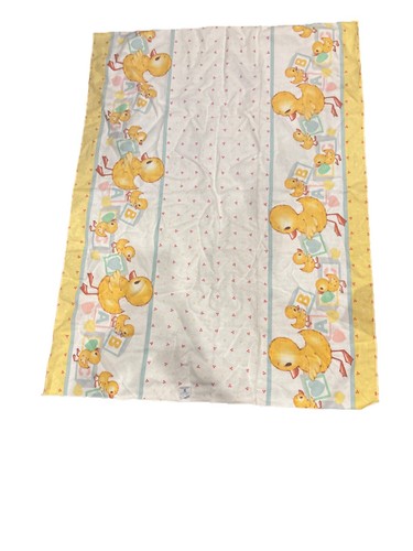 Vintage Riegal Baby Blanket Yellow Ducks Abc Blocks 30 By 40 Made In USA - Picture 3 of 4