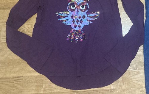 Girl's Gap & Old Navy Outfit Size 8 - Purple Owl Top w/Boot Cut Jeans EUC - Picture 4 of 8