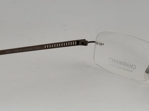 CHARMANT - CH10928 Brown 54-20-140 Titanium Rimless Rectangle Glasses Frames - Picture 7 of 10