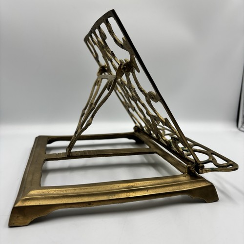 Antique Solid Brass Adjustable Folding Stand - Book, Art, Sheet Music, Cookbook - Picture 4 of 10