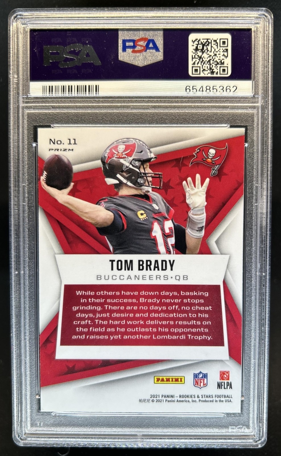 2021 Panini Rookies & Stars Tom Brady Pulsar Prizm #11 Buccaneers PSA 10 view 2