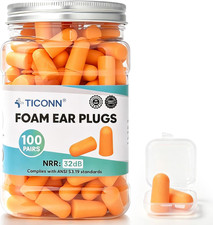 100 Pairs Foam Ear Plugs Bulk Pack, 32 Db NRR Noise Cancelling