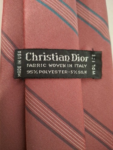Vintage Christian Dior Men's Striped Polyester/Silk Neck Tie Made In USA - Picture 4 of 4