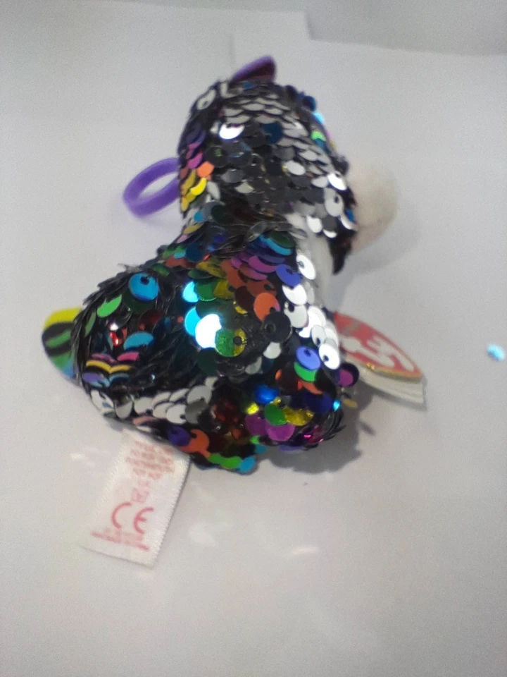 Ty Flippables Plüschtier Pailetten Schlüsselanhänger Dotty Leopard 2019 Herz Tag - Bild 4 von 4