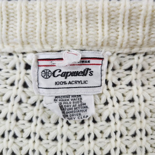 Suéter Capwells Vintage Mujer Grande Marfil Tejido Cable Cárdigan Años 80 Pescador - Imagen 2 de 16