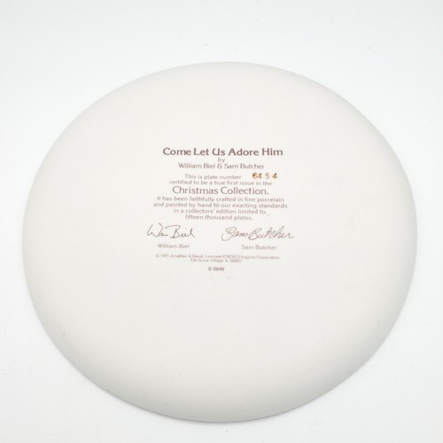 Plato de porcelana Enesco Precious Moments Come Let Us Adore Him 1981 E5646 - Imagen 4 de 7