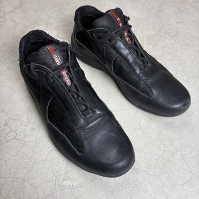 Prada Linea Rossa America s Cup Sneakers Black Leather Mesh Men s Size 11 Italy