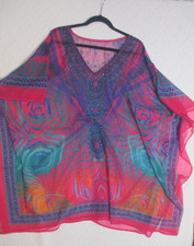 Unbranded OS Beautiful Kaftan Sheer Poncho Pullover Shirt V-neck