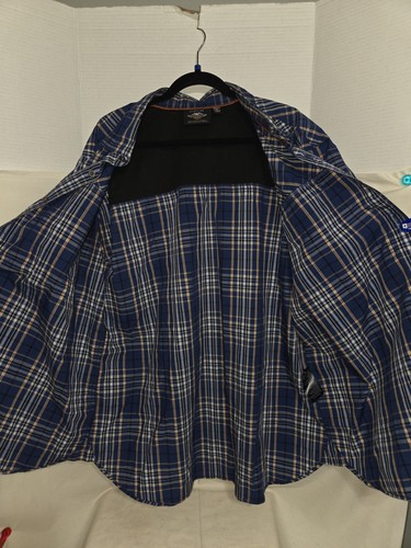 Harley Davidson 2xl Blue Plaid HD Logo Biker Button Up Short Sleeve Very Nice! - Picture 7 of 8
