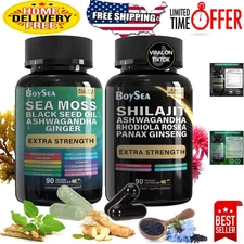 Comprehensive 90 Count Shilajit & Sea Moss Bundle - Energizing Health Benefits