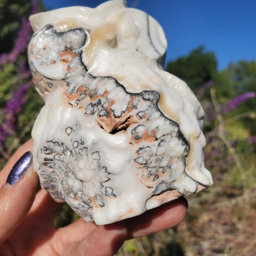 Owl Carving Orange Calcite Dendrite Crystal Figurine 622 Grams - Picture 3 of 12