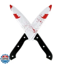 DERAYEE 2PCS Halloween Prop Knife, 12 Inch Plastic Fake Knife Halloween Class