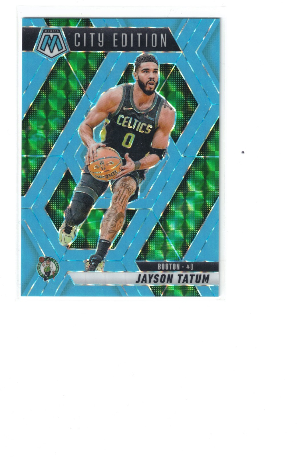 2024-25 Panini Mosaic Jayson Tatum City Edition Blue Fluorescent Mosaic /75 #287