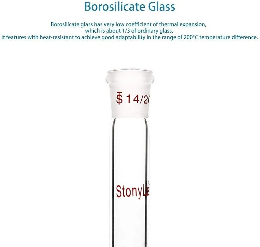 StonyLab 14/20 Glass Straight Adapter 90mm Borosilicate Joint Lab Connector Tube - Image 3 of 4