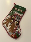 WOOL NEEDLEPOINT XMAS STOCKING HAND MADE GINGERBREADMEN WOMEN BROOKLYN LL BEAN