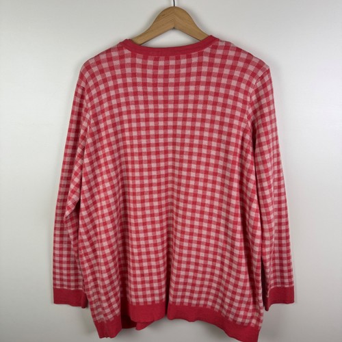 Isaac Mizrahi Live! Pink Gingham Cardigan Tank Top Set Size 1X Sweater Preppy - Picture 4 of 13
