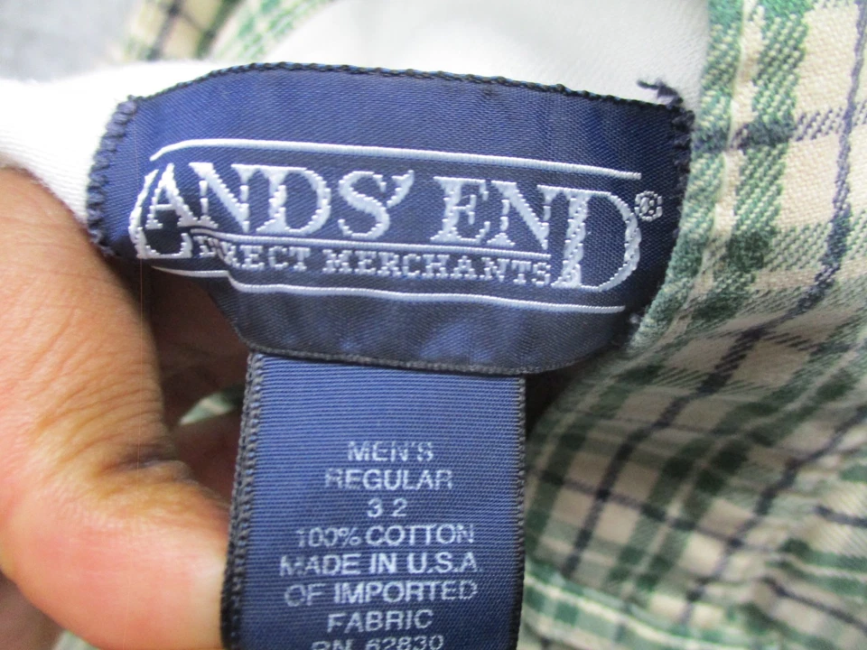 Pantalones Cortos Lands End Para Hombres 32 Chinos Plisados Verdes Adultos DE COLECCIÓN Hechos en EE. UU. Foto 3 de 4
