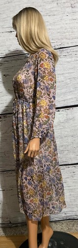 WOMENS VELVET BY GRAHAM & SPENCER V-NECK LONG SLEEVE TIE WAIST MIDI DRESS ~ XS - Picture 2 of 3