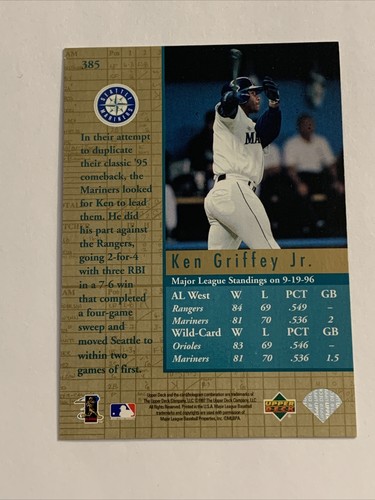 1997 Upper Deck Capture The Flag KEN GRIFFEY Jr. Seattle Mariners #385 HOF - Picture 2 of 2