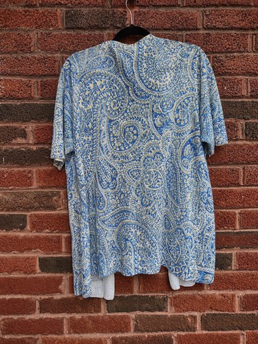 Chicos Women's Size 3 Linen Blend Paisleys Open Cardigan Coastal Beachy Cruise - Picture 4 of 9
