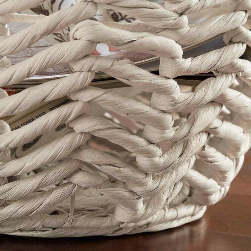 Cesta decorativa redonda marfil jacinto de agua con asas (juego de 2) - Imagen 4 de 12