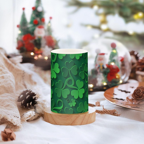 2Pcs Floral St Patrick Shamrock Flameless Candles Set Good Luck Clovers Remote T - Picture 5 of 12