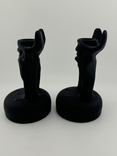 Raro Candelabro Rana Tiffin Vintage Negro Vidrio Satinado 1935 No. 72 - Imagen 7 de 12