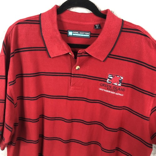 Cool Baumwolle Polo Herren XXL 2XL rot blau gestreift grün Insel Resort Australien
