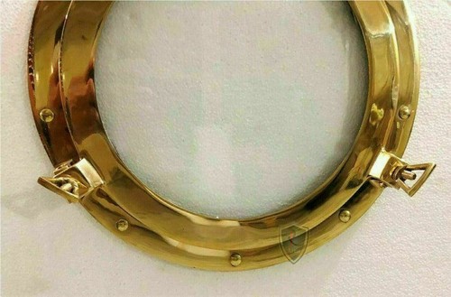 12 Zoll Vintage Messing Bullauge glänzend Finish Fenster nautisches Schiff Haus Deko - Bild 2 von 10