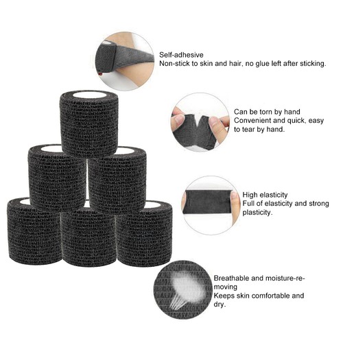 12/24 Rolls Elastic Bandage Self Adhesive Wrist Ankle Gauze Tape Vet Wrap Tattoo - Imagen 10 de 19