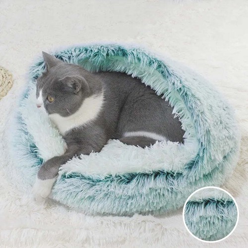 DECASSA Pet Bed Plush Nest Semi-Closed Mattress For Cats Small Dogs - Picture 11 of 28