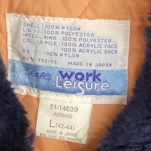 Vintage Sears Aviator Bomber Jacket Faux Fur Collar Quilted Lining - Size Large - Picture 7 of 8