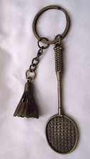 BADMINTON/TENNIS 4 1/2" BRONZE KEY CHAIN-BADMINTON KEYCHAIN-TENNIS KEYCHAIN-NEW 