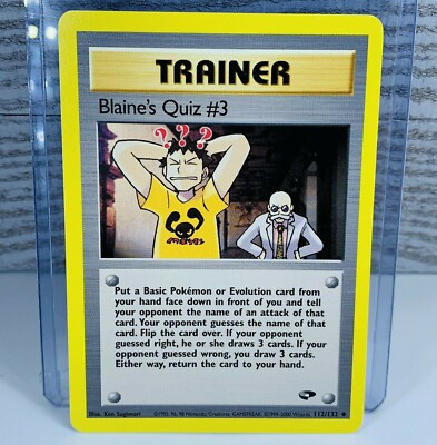 Blaine's Quiz #3 Trainer 112/132 Gym Challenge Pokemon Card
