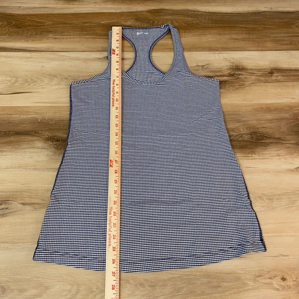 Camiseta sin mangas Lululemon Racerback para mujer talla 2 negra blanca a rayas a cuadros fluida Foto 4 de 4