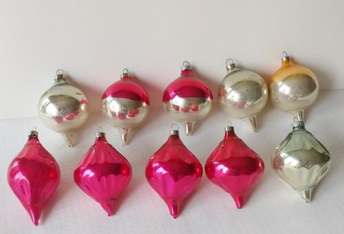 Vintage Christmas Glass Ornament Parachute Ribbed Spinning Top Icicle Finial Lot - Picture 12 of 12