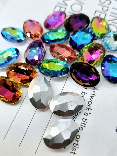 20pcs 13x18mm Oval Rainbow Mix Glue ON Glass Crystals, Rhinestones Fancy Stones - Picture 9 of 10