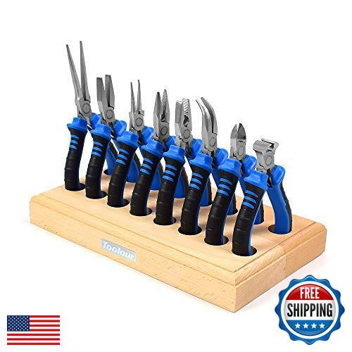 Toolour Jewelry Pliers Set Jeweler Making Tools Kit with Wood Holder,8Pcs Pro