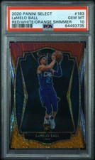 2020 Panini Select LaMelo Ball #183 Red/White/Orange Shimmer Gem Mint PSA 10