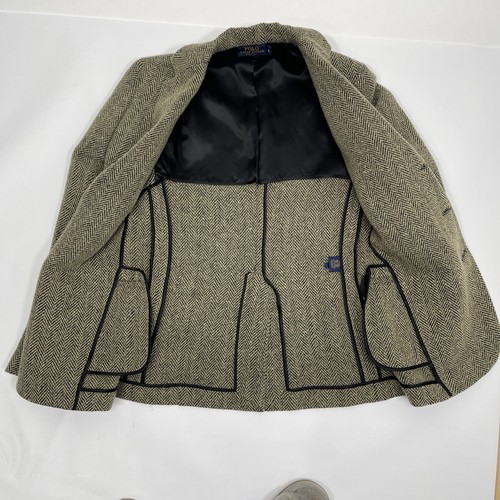 Polo Ralph Lauren Wool Blend Brown Herringbone Single 3 button Blazer 4 Academia - Picture 16 of 17