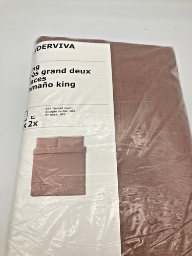 Funda nórdica IKEA 100 % LINO PUDERVIVA tamaño king rosa oscuro cierre de corbata terracota - Imagen 1 de 5