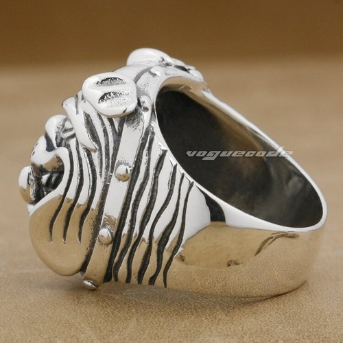 Heavy Lovely 925 Sterling Silver Bulldog Ring Punk Jewellery 8E011C UK N½~Z4 - Picture 5 of 24