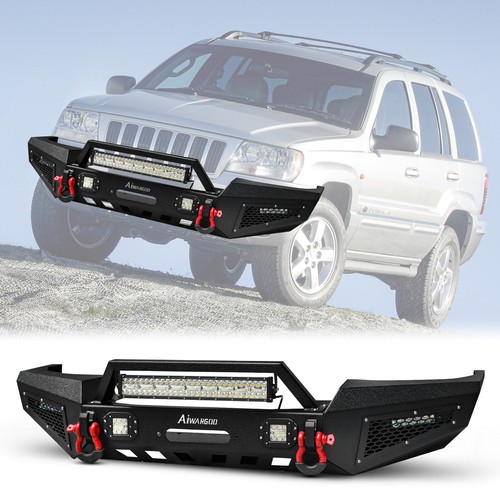 For Jeep Grand Cherokee WJ 1999-2004 Black Front Rear Bumper D-Rings Winch Plate - Picture 7 of 16