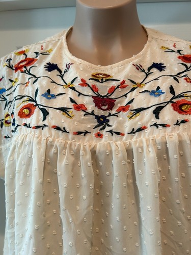 Blusa Roolee Bordada Boho Texturizada Crema Mujer 3X