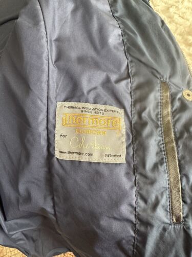 Cole Hann Short Jacket Womens LARGE Blue Trench Coat Quilted Belted EXCELLENT - Picture 13 of 14