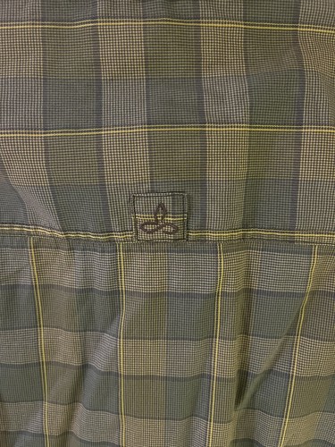 Prana Shirt Mens Extra Large Green Plaid Pockets Organic Cotton Outdoor Hiking - Picture 9 of 12